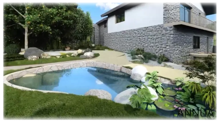 Paisajismo Residencial con Piscina Natural