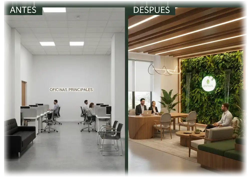oficinas biofilia paredes verdes